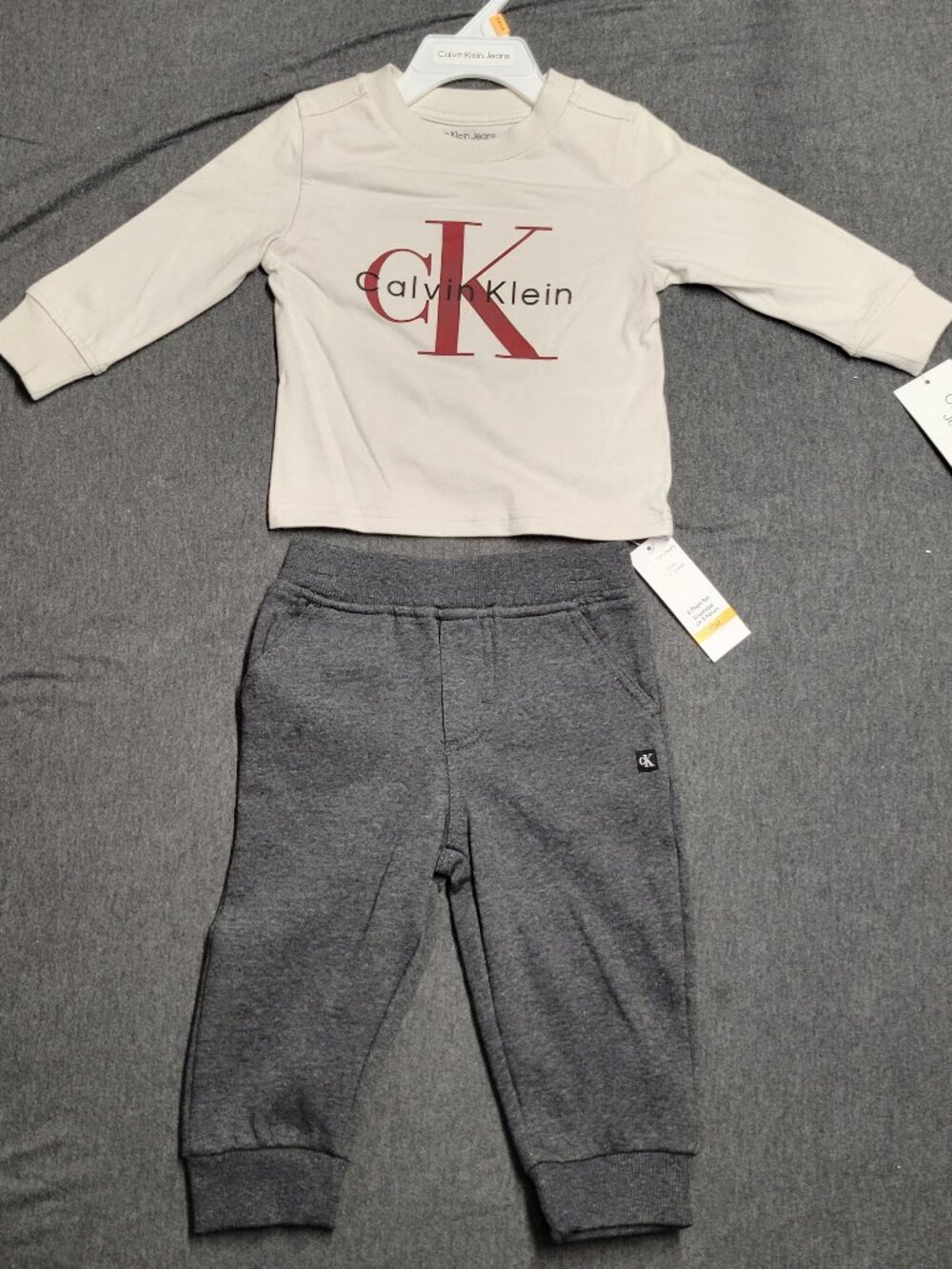 Infant boys vest set, Calvin Klein, size 12 months,  gray and black